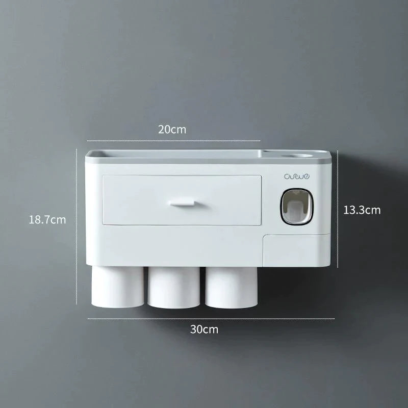 Magnetic Adsorption Inverted Toothbrush Holder Automatic Toothpaste Dispenser With Cup Toothpaste Bathroom Accessories Set
